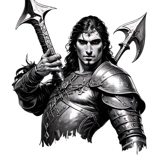 Leather Daddy  posed like Joan of arc tattoo design idea