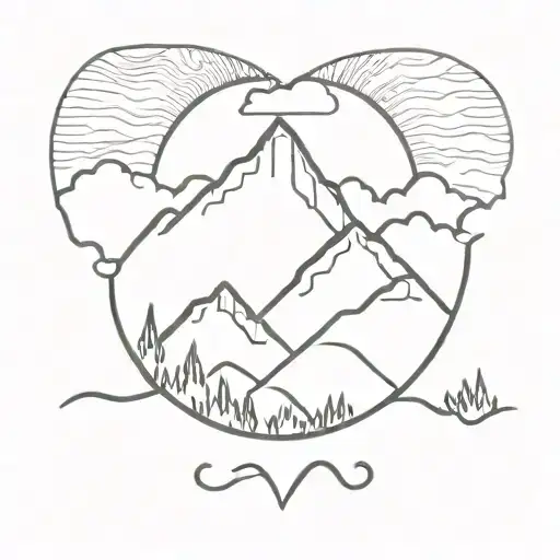 mountain sunset reflecting tattoo design idea