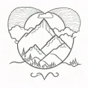 mountain sunset reflecting tattoo design idea