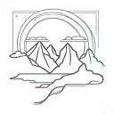 mountain sunset reflecting tattoo design idea