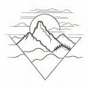 mountain sunset reflecting tattoo design idea