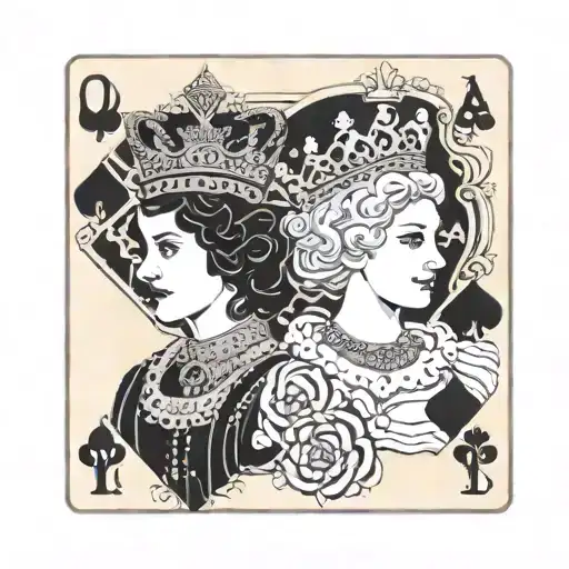 Queen and King cards tattoo design idea