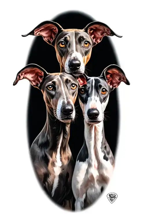 two whippets tattoo design idea