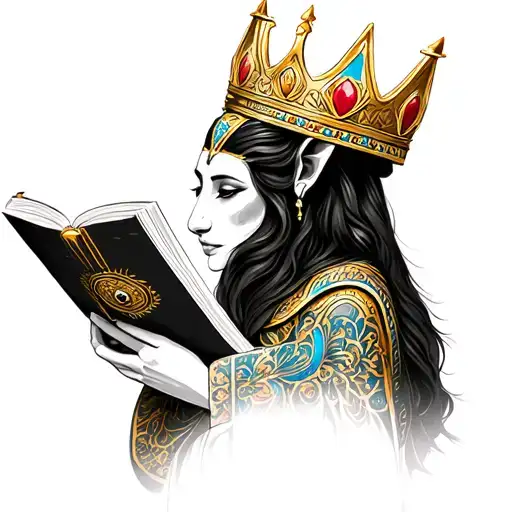 Sekhmet crown reading tattoo design idea