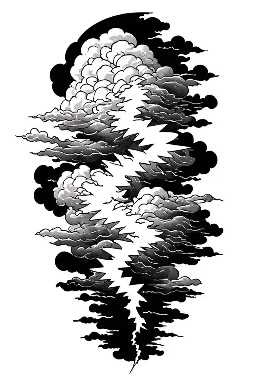 lightning storm clouds tattoo design idea