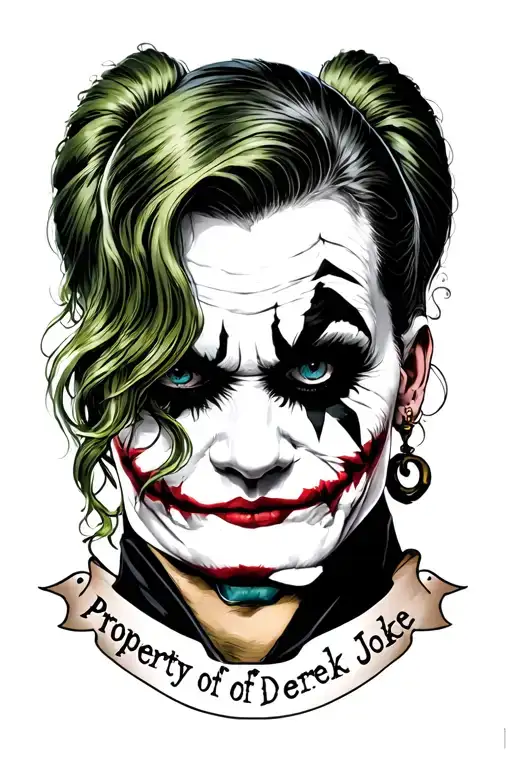 harley quinns property of joker tattoo but it say property of derek sellers instead tattoo design idea