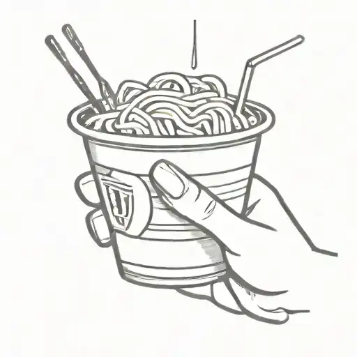 2 hands holding cup noodles tattoo design idea