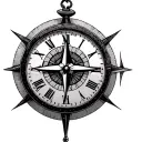 Clock And Compass tattoo design idea