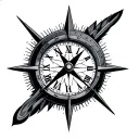 Clock And Compass tattoo design idea
