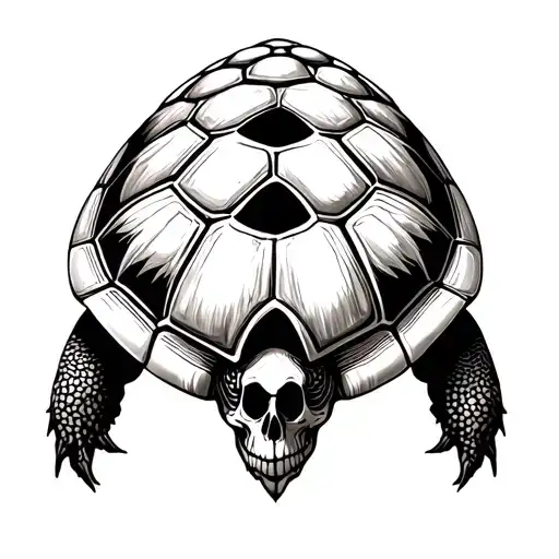 Simple 2D Gothic tattoo of a turtle shell with the scutes arranged in the shape of a skull tattoo design idea