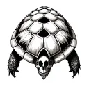 Simple 2D Gothic tattoo of a turtle shell with the scutes arranged in the shape of a skull tattoo design idea