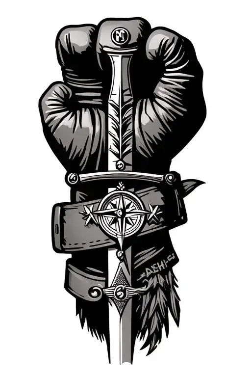 army Combat Infantryman's Badge native hunting spear katana boxing gloves staff sergeant rank nautical compasss tattoo design idea