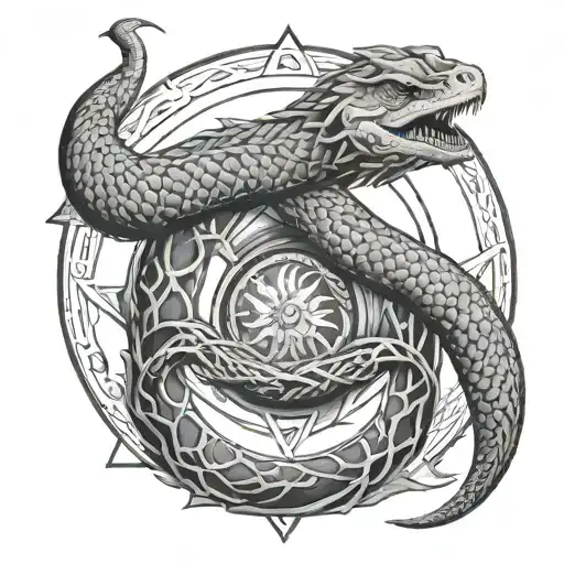 double ouroboros detailed tattoo design idea