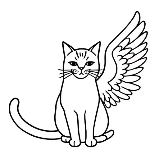 cat with angel wings tattoo design idea