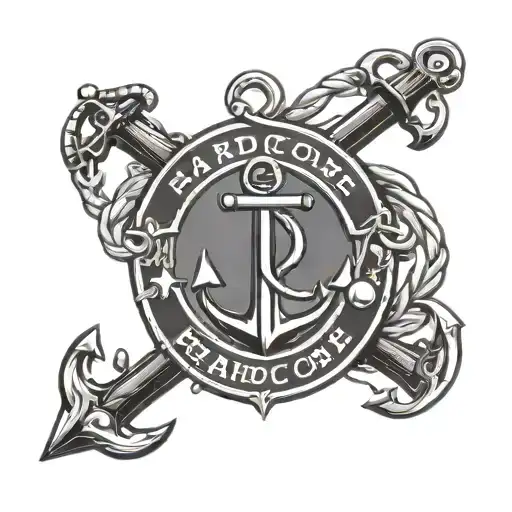 hardcore bands logo with anchor and ship tattoo design idea