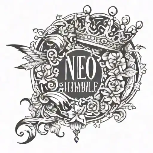 word humble and crown tattoo design idea