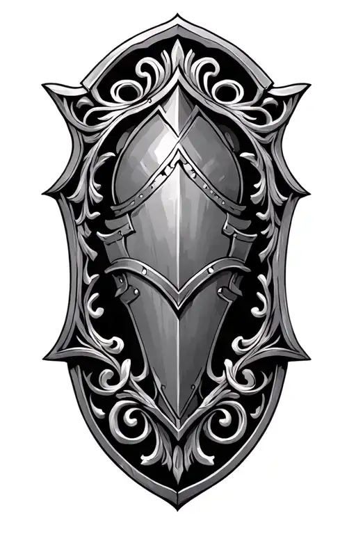 shoulder armour plate with filigree scrollwork tattoo design idea