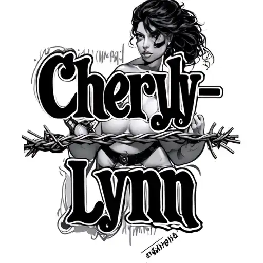 "Cheryl-Lynn" barb wire tattoo name tattoo design idea