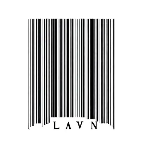 Hidden names 'Luna' and 'Lavin' in vertical barcode-style typography design, black ink tattoo design idea