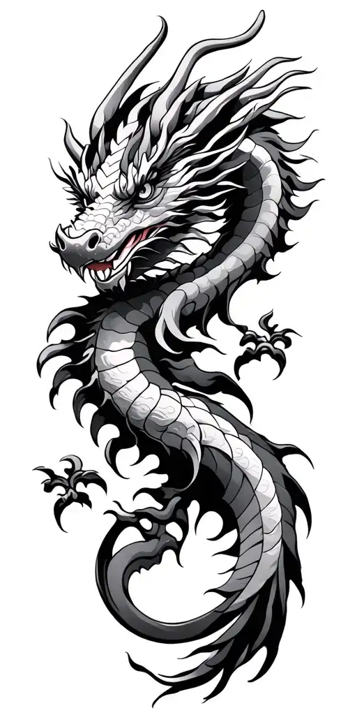Japanese Filipino style tattoo dragon and traditional tribal tattoo design idea