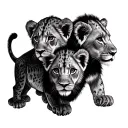 3 lion cubs tattoo design idea
