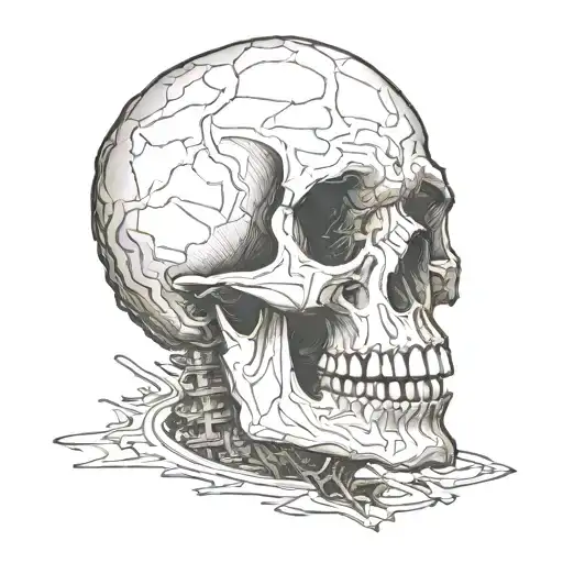 skull with detached jaw  tattoo design idea