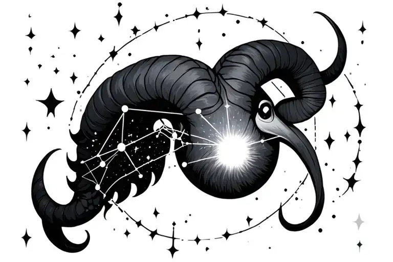 Aries constellation surrounded tattoo design idea