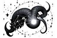 Aries constellation surrounded tattoo design idea