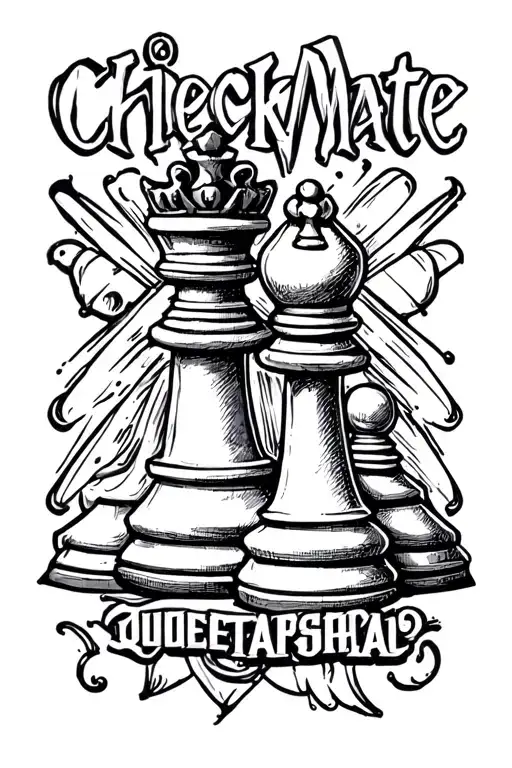 " Checkmate " king queen chess piece tattoo design idea