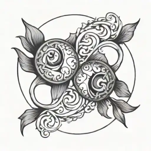 pisces combination with gemini symbol intertwined tattoo design idea