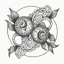 pisces combination with gemini symbol intertwined tattoo design idea