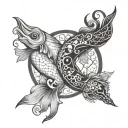 pisces combination with gemini symbol intertwined tattoo design idea