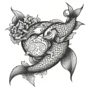 pisces combination with gemini symbol intertwined tattoo design idea