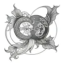 pisces combination with gemini symbol intertwined tattoo design idea