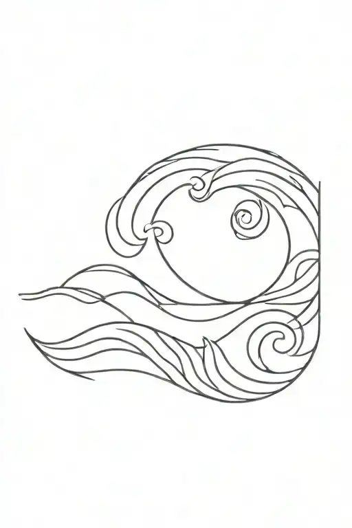 sea wave lines tattoo design idea