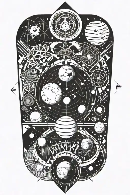 the parade of planets orbiting tattoo design idea