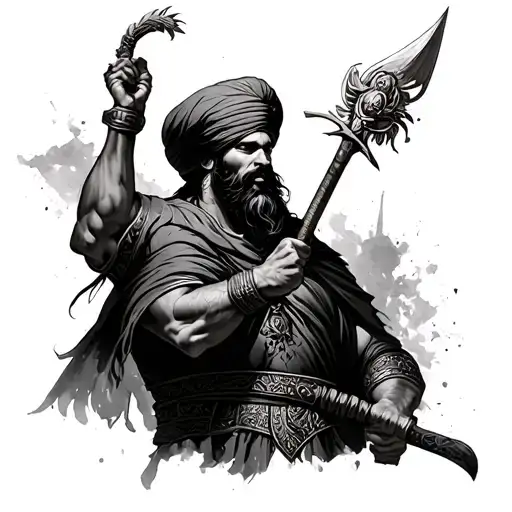 Sikh warrior wielding tattoo design idea