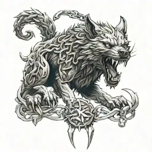 fenrir chain broken tattoo design idea