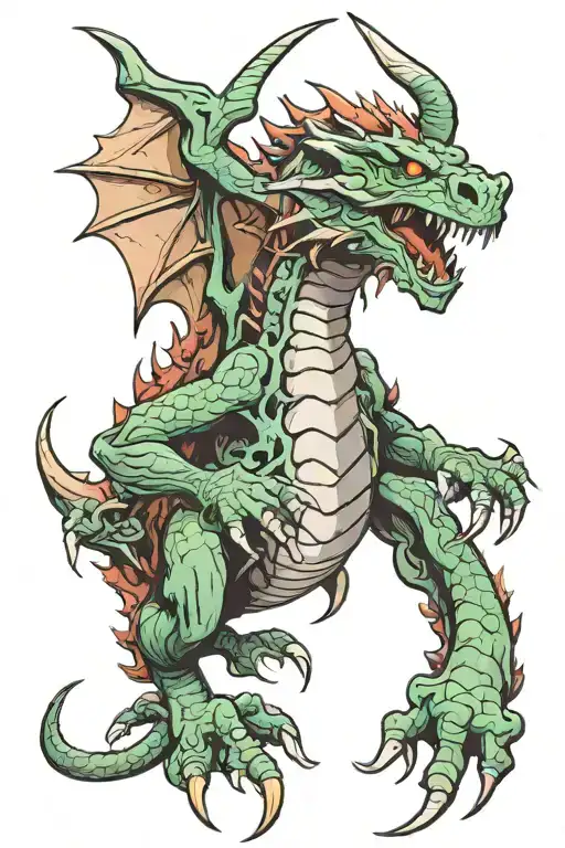 Dragons and demons tattoo design idea