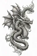 dragon breathing fire tattoo design idea
