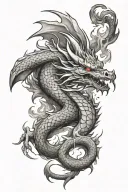 dragon breathing fire tattoo design idea