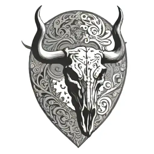 longhorn bull skull tattoo design idea