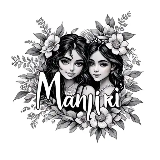 "Manjiri" Add sign of mother & daughter love tattoo design idea