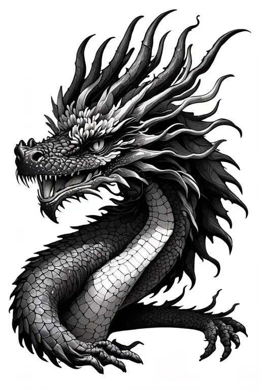 studio ghibli haku dragon, howls moving castle, spider lily, tattoo design idea