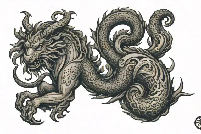 ourobouros china with astrologique sign aquarius sagittarus taurus tattoo design idea