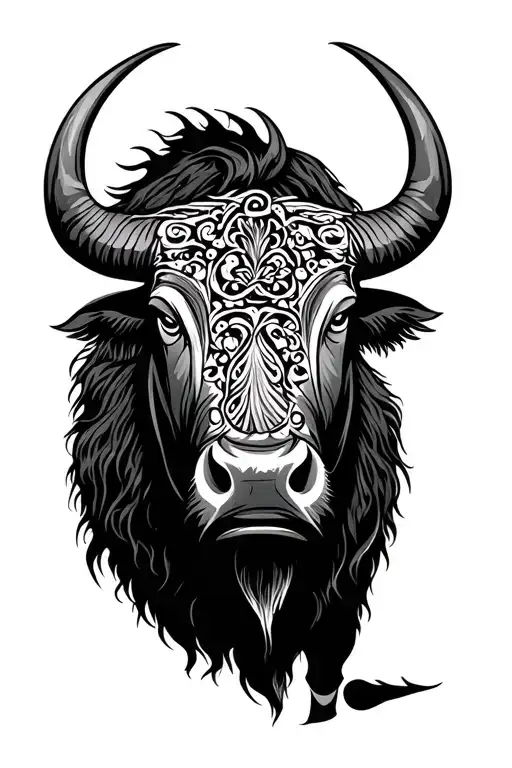 Shield hmong buffalo tattoo design idea