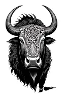 Shield hmong buffalo tattoo design idea