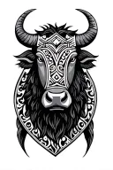 Shield hmong buffalo tattoo design idea