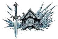 lord of the rings shards of narsil sword with rohan house themes tattoo design idea