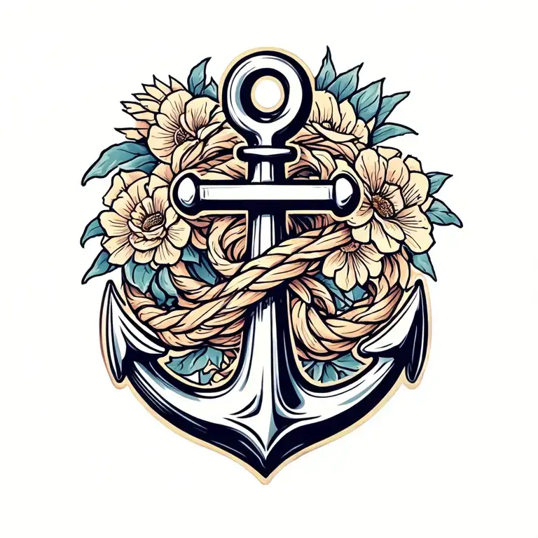 anchor intertwined tattoo design idea
